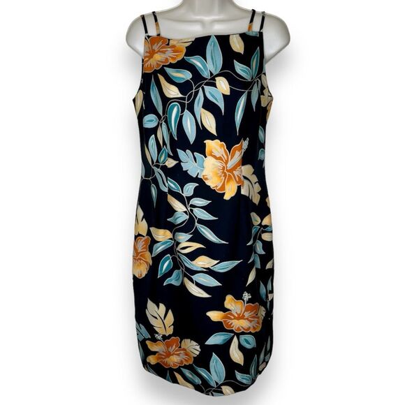 Tori Richard Honolulu Silk Tropical Floral Hawaiian Strappy Dress Women Medium - Picture 1 of 16